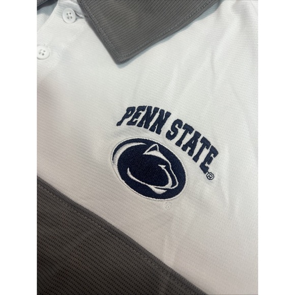 ProEdge Penn State Logo Polo White/Gray Polyester Shirt NCAA Mens Size 2XL - Picture 7 of 8